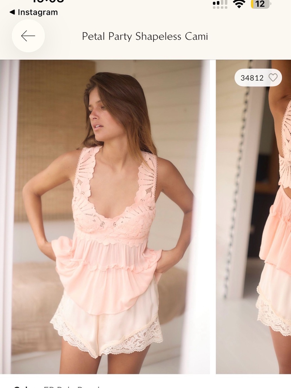 Free People Blush Pink Lace Trim Cami